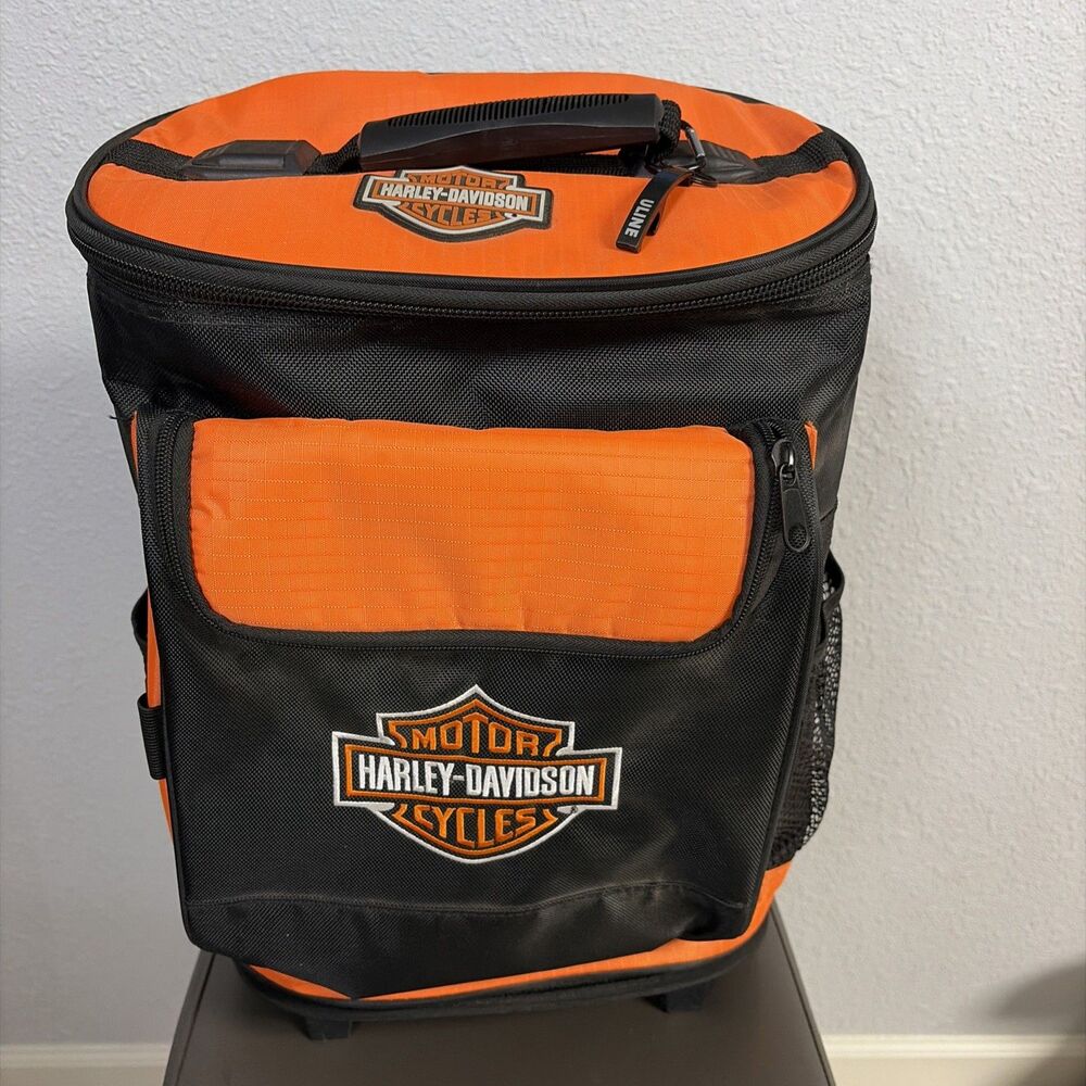 Harley Davidson Insulated Portable Cooler Travel Backpack Bag Wheels Rolls